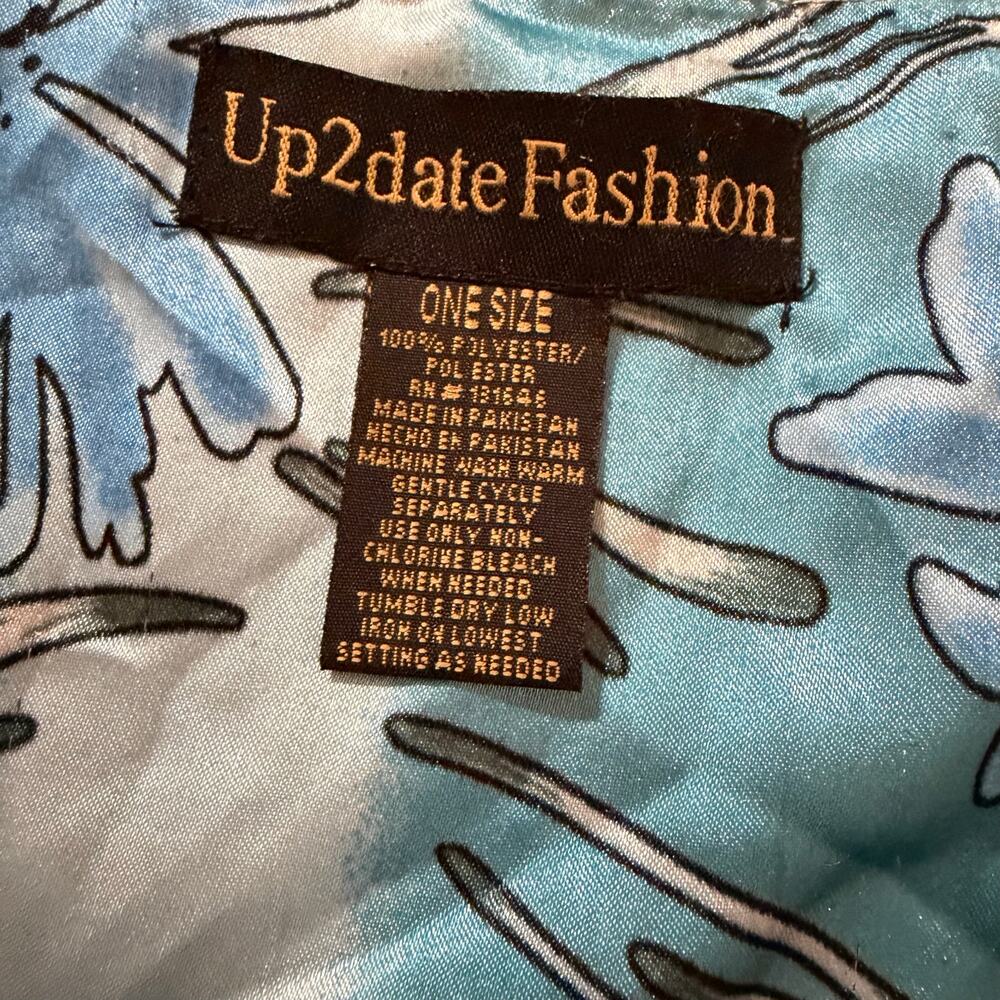 Vintage Up2Date Fashion Blue Floral Satin Kaftan Muumuu One Size - Picture 4 of 9